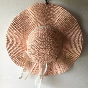 Peachy Pink Hat with Ribbon